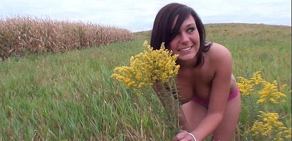  extremely beautiful teen naked around corn fields on real iowa farm